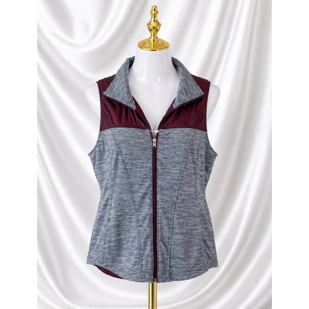 The North Face Vest Full Zip Gray Maroon Colorblock Outdoor Pockets Size Small